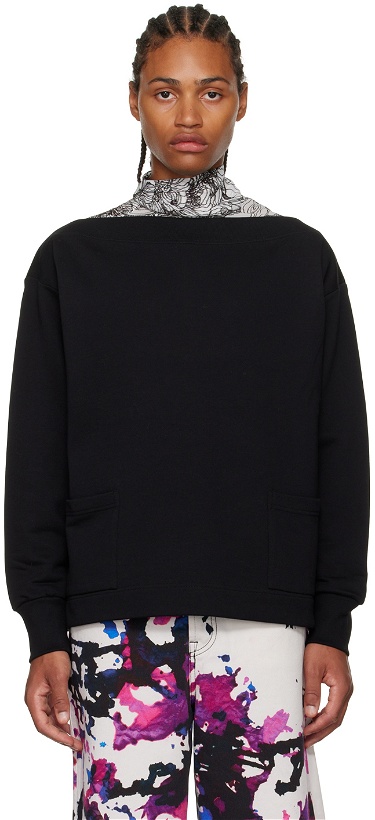 Photo: Dries Van Noten Black Off-The-Shoulder Sweatshirt
