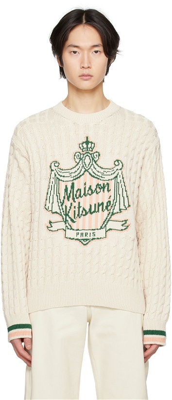 Photo: Maison Kitsuné Beige Crest Sweater