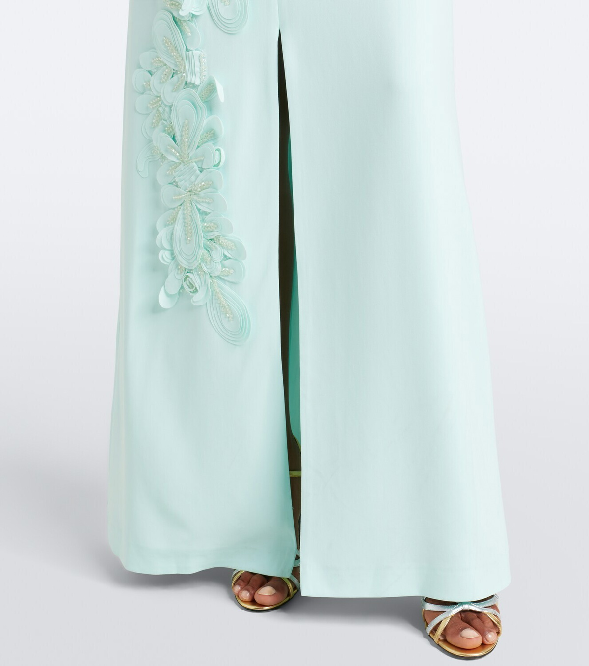 Costarellos Verana embellished floral-appliqué crêpe gown