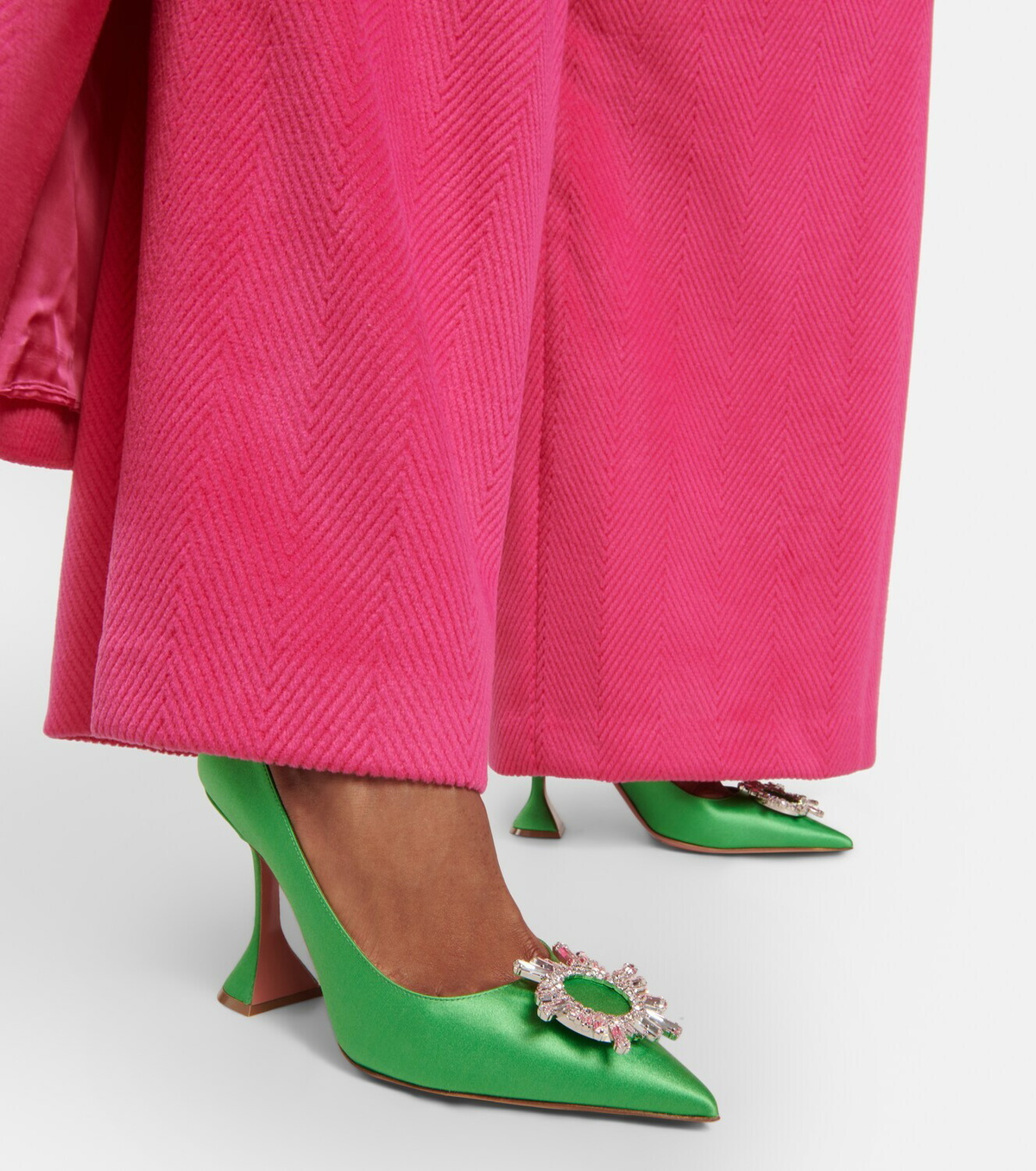 Amina Muaddi Begum embellished satin pumps