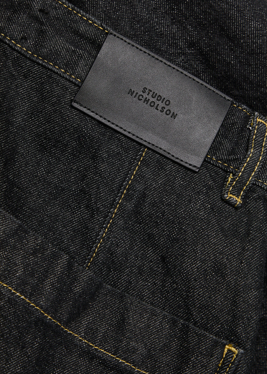 Studio Nicholson Single Pleat Wide-leg Jeans Black
