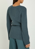 Eileen Fisher Ribbed Cotton-blend Wrap Cardigan Blue