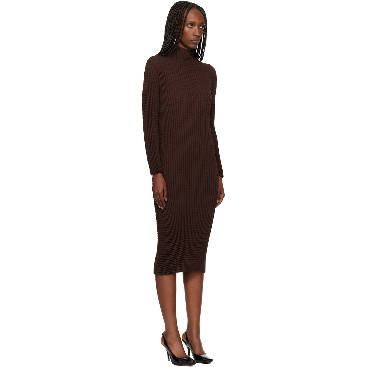 ISSEY MIYAKE Brown October Spongy-58 Midi Dress