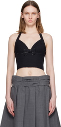 SHUSHU/TONG Navy Halter Bow Tie Cami Top