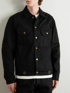 Cherry Los Angeles - Cotton-Blend Corduroy-Trimmed Embellished Denim Jacket - Black