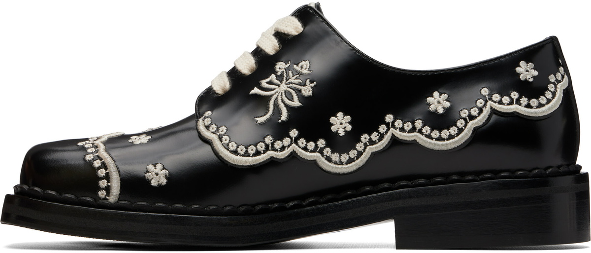 Simone Rocha Black Floral Lace Brogue Derbys