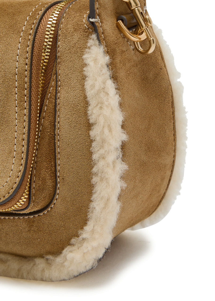 Anya Hindmarch Vere Small Shearling-trimmed Suede Cross-body bag - Brown - One Size