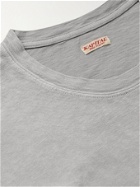 KAPITAL - Patchwork-Panelled Cotton-Jersey and Velour T-Shirt - Gray