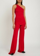 Rick Owens Lilies One-shoulder Fine-knit Tank Red