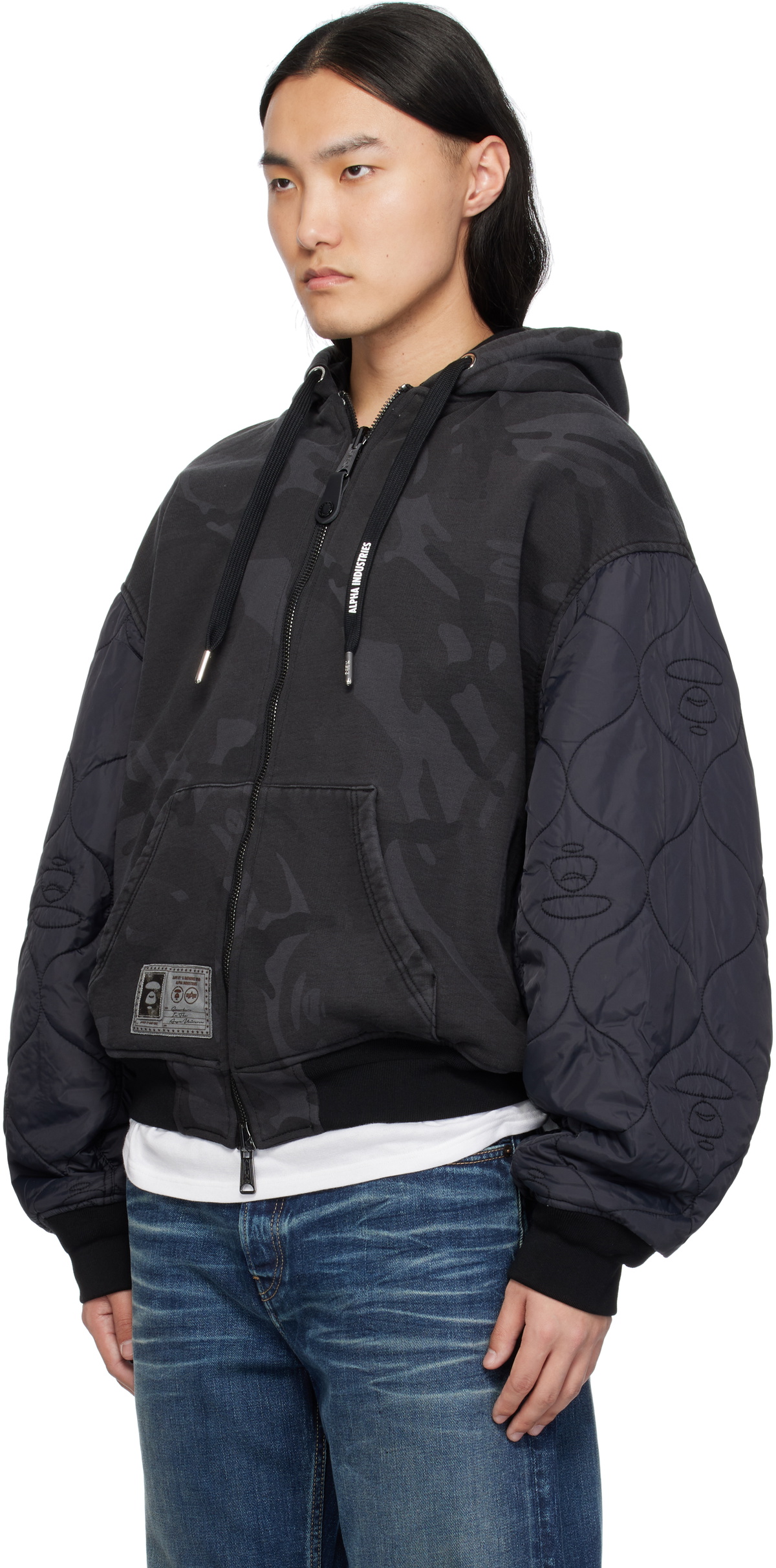 AAPE by A Bathing Ape Black Alpha Industries Edition MA-1