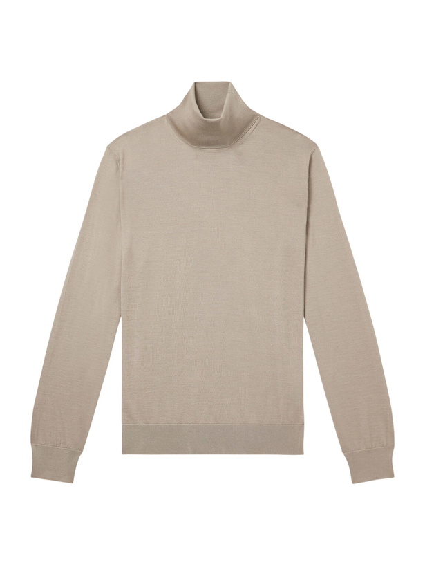 Photo: Zegna - Cashmere and Silk-Blend Turtleneck Sweater - Brown