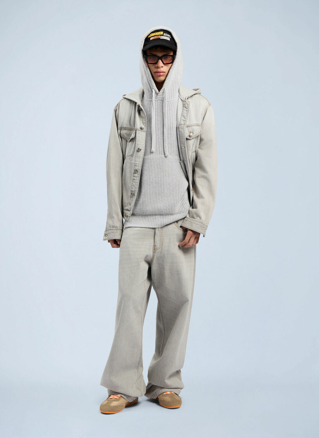 Palm Angels Curved Logo Loose Denim Pants