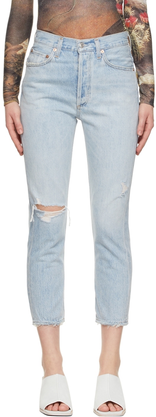 AGOLDE Blue Riley High Rise Straight Crop Jeans AGOLDE