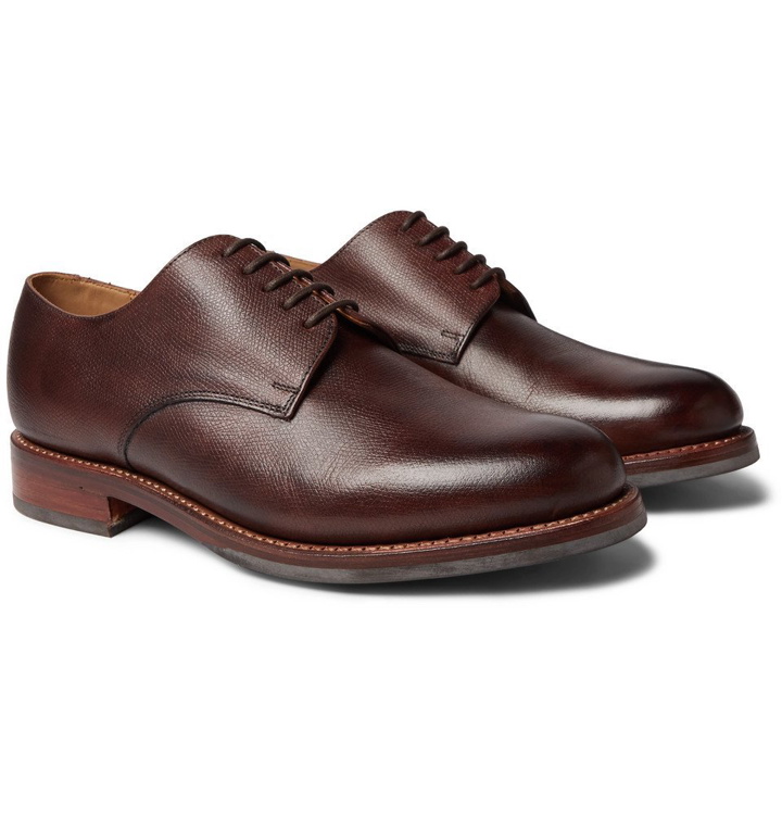 Photo: Grenson - Curt Hand-Painted Full-Grain Leather Derby Shoes - Dark brown
