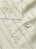 Needles - Camp-Collar Logo-Embroidered Striped Georgette Western Shirt - Neutrals