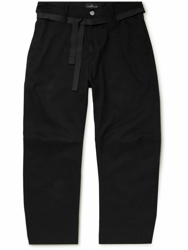 Photo: Stone Island Shadow Project - Belted Garment-Dyed Straight-Leg Trousers - Black