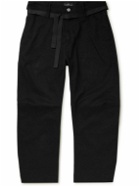 Stone Island Shadow Project - Belted Garment-Dyed Straight-Leg Trousers - Black