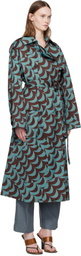 Dries Van Noten Blue & Brown Double-Breasted Trench Coat