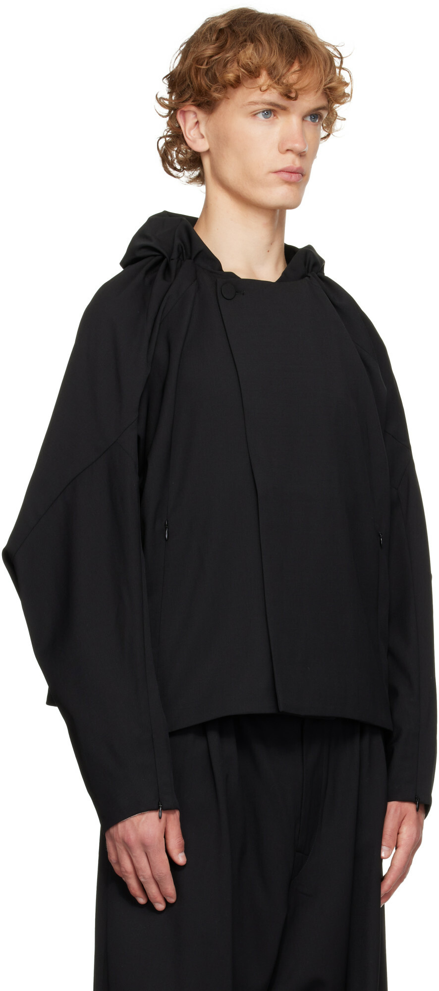 Kiko Kostadinov Black Helmond Gathered Blouson Jacket