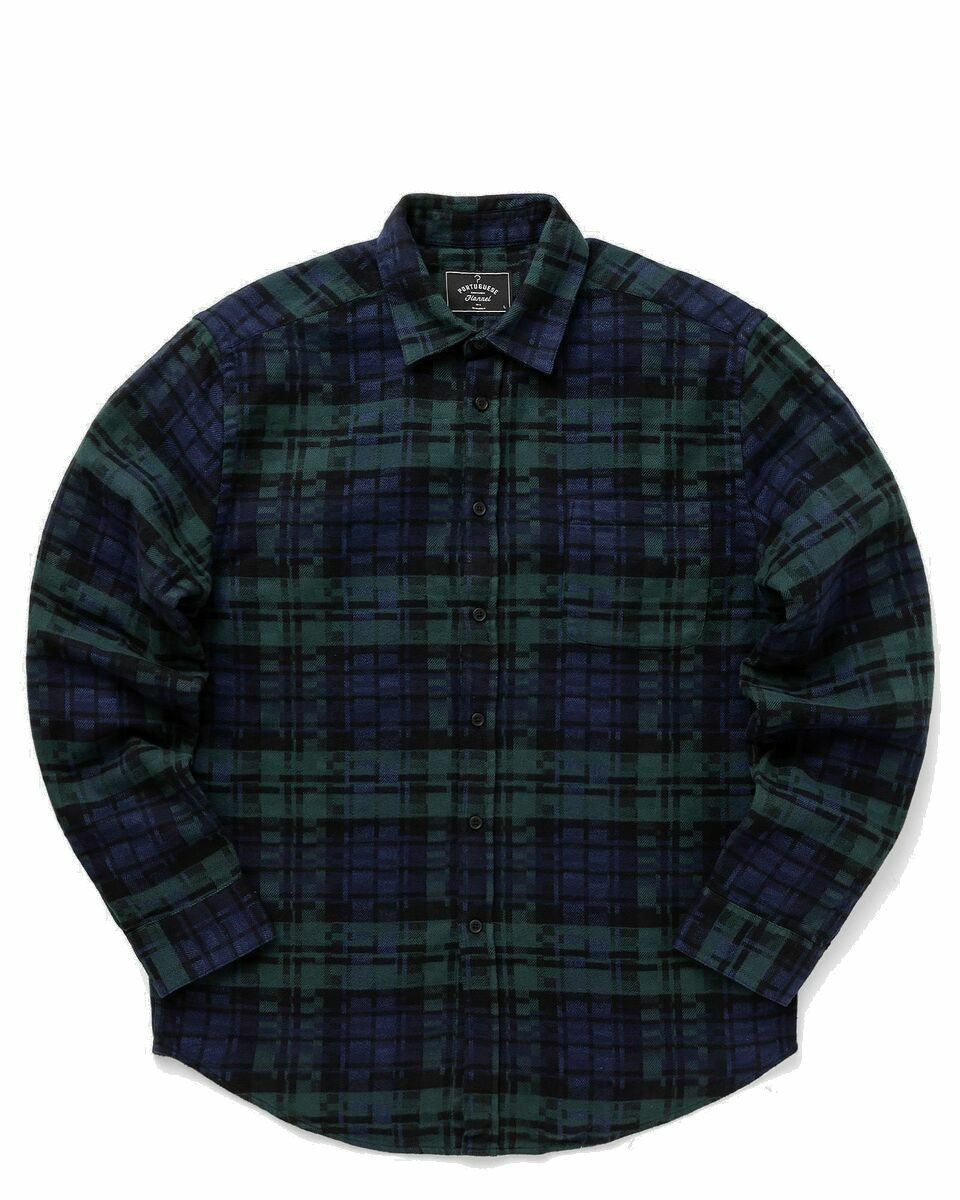 Photo: Portuguese Flannel Abstract Blackwatch Blue/Green - Mens - Longsleeves