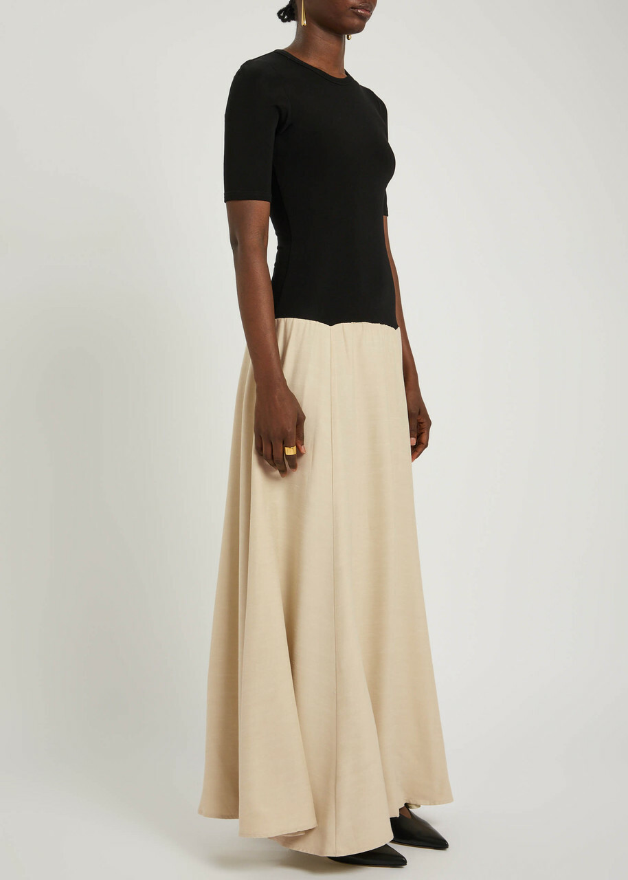 Esse Studios Tee Duo Knit and Sateen Maxi Dress Black