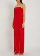 Staud Liliana Strapless Stretch-mesh Maxi Dress Red