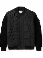 Stone Island - Quilted Shell and Ribbed Wool-Blend Bomber Jacket - Black