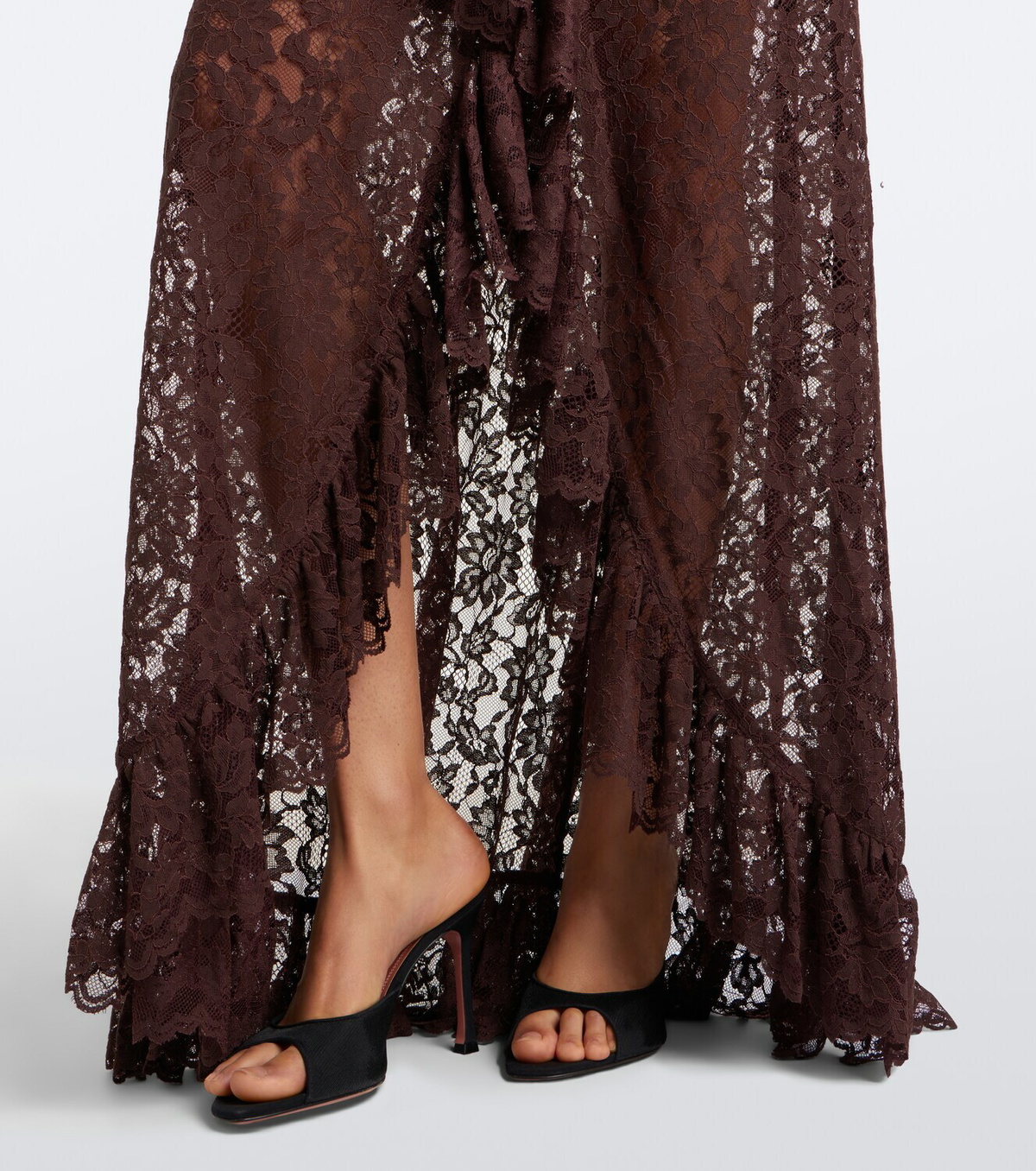 De La Vali Clementina asymmetric lace maxi dress
