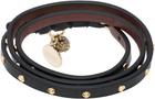McQueen Black Hammered Studs Double-Wrap Bracelet