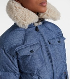 Moncler Grenoble Belted shearling-trimmed down ski suit