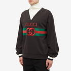 Gucci Men's Logo Quarter Zip Sweat in Navy