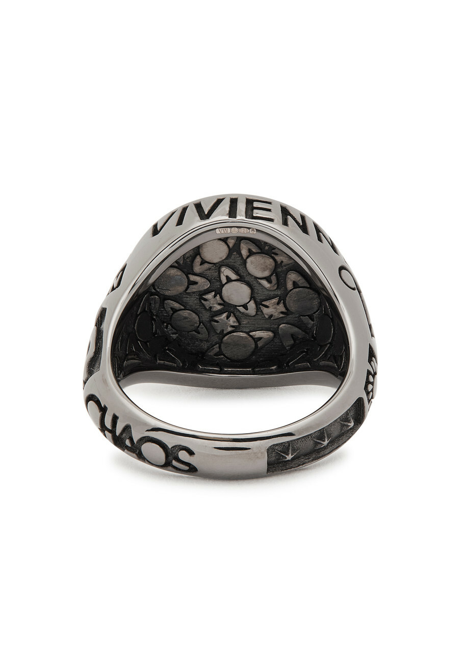 Vivienne Westwood Lancelot Chevalier Platinum Ring Black
