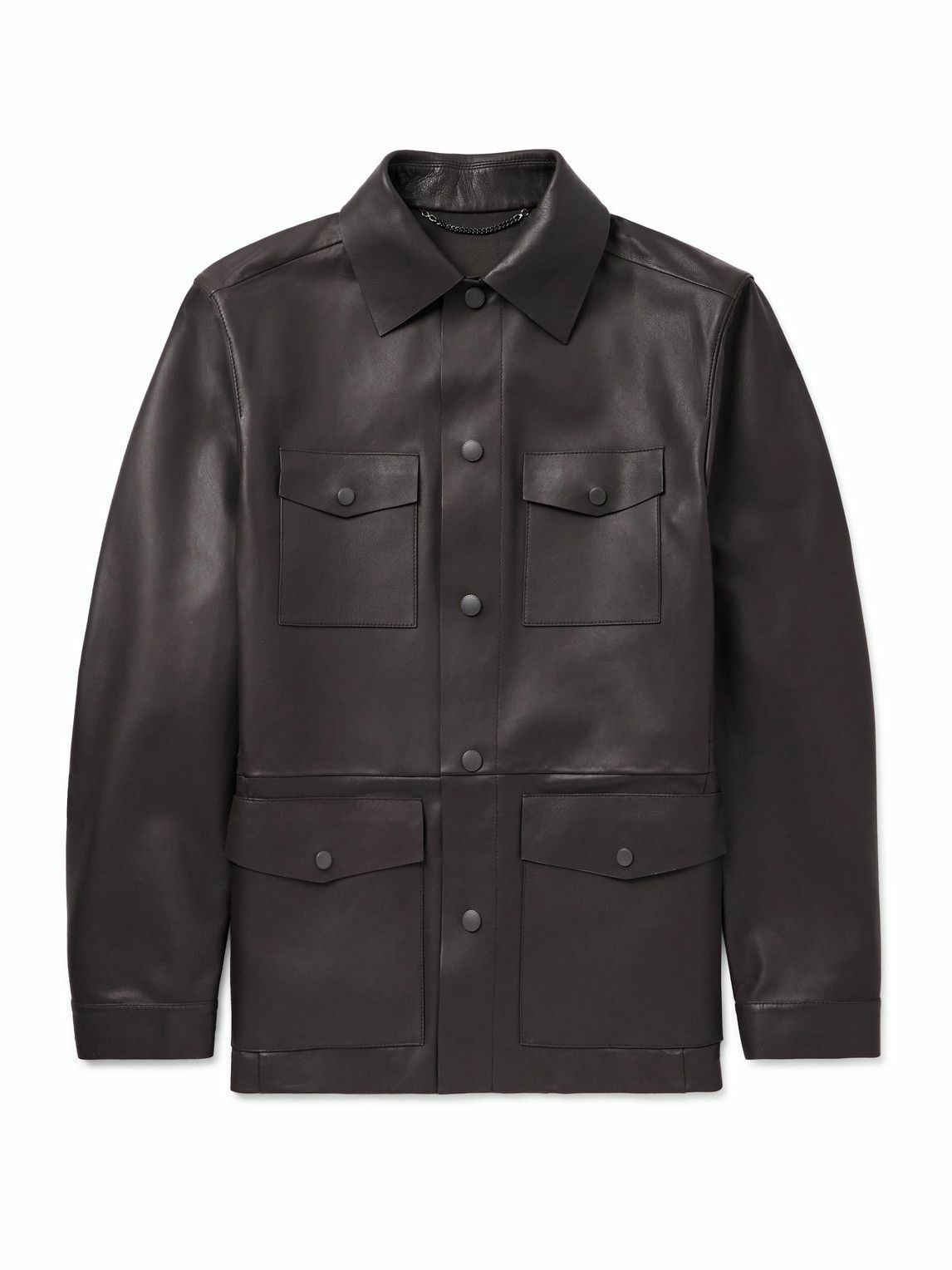 Canali - Leather Overshirt - Brown