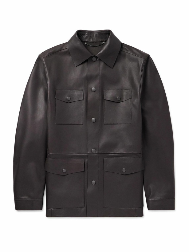 Photo: Canali - Leather Overshirt - Brown