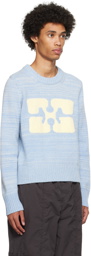 GANNI Blue Intarsia Sweater