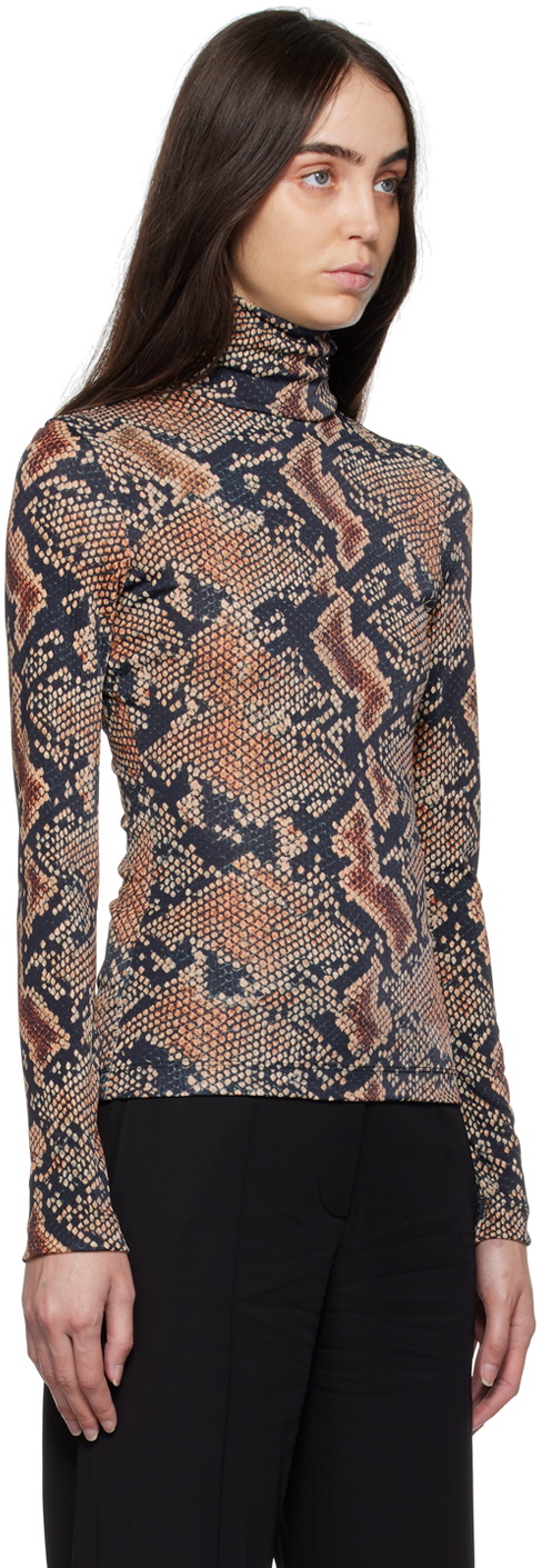 Atlein Black Snake Print Turtleneck