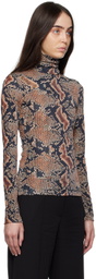 Atlein Black Snake Print Turtleneck