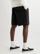 Stussy - Wide-Leg Belted Logo-Embroidered Cotton-Twill Shorts - Black