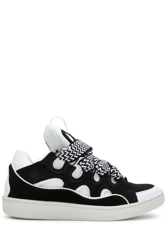Photo: Lanvin Curb Panelled Mesh Sneakers Black And White