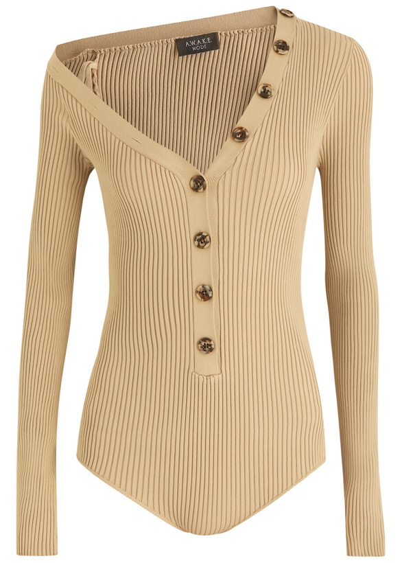 Photo: A.W.A.K.E Mode Ribbed Knitted Bodysuit Ecru