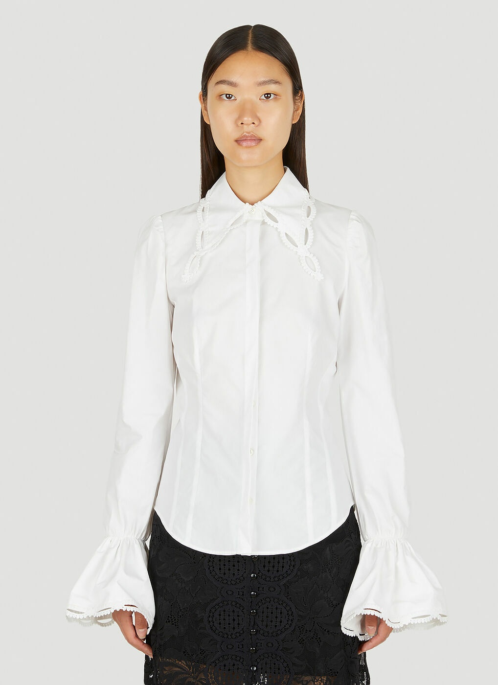 Embroidered Collar Shirt in White Paco Rabanne