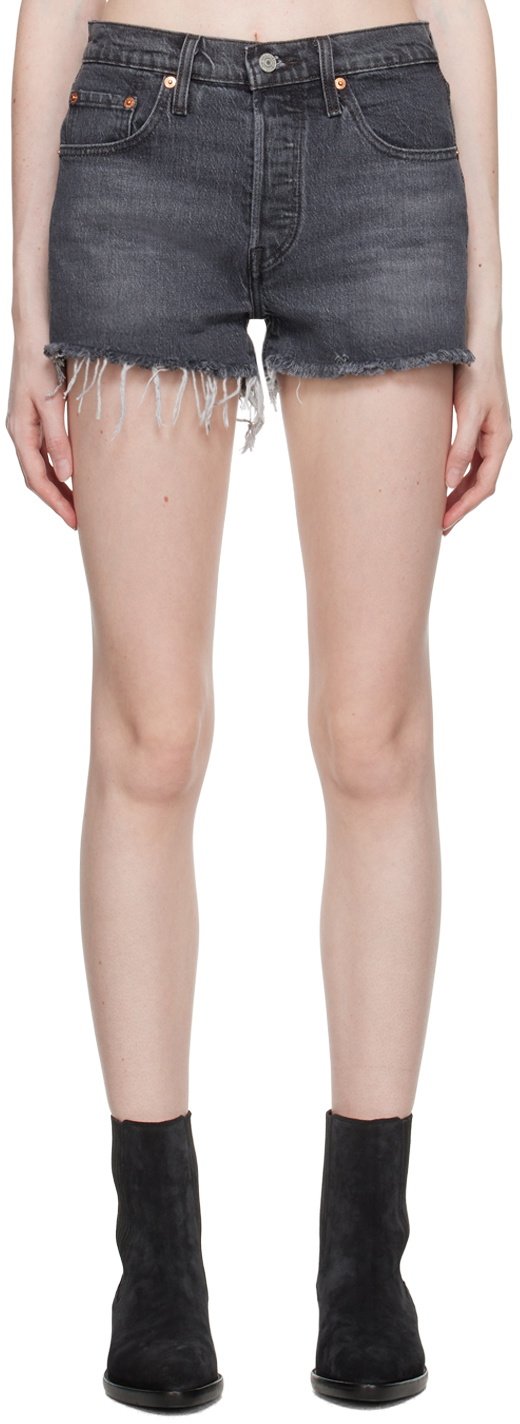 Levi's Black 501 High Rise Denim Shorts
