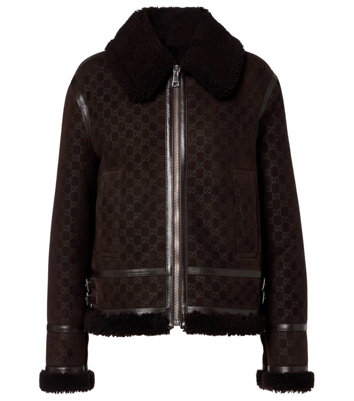 Photo: Gucci GG shearling-trimmed leather jacket
