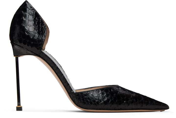 Photo: TOM FORD Black Semi Shiny Printed Python Spire D'Orsay Heels