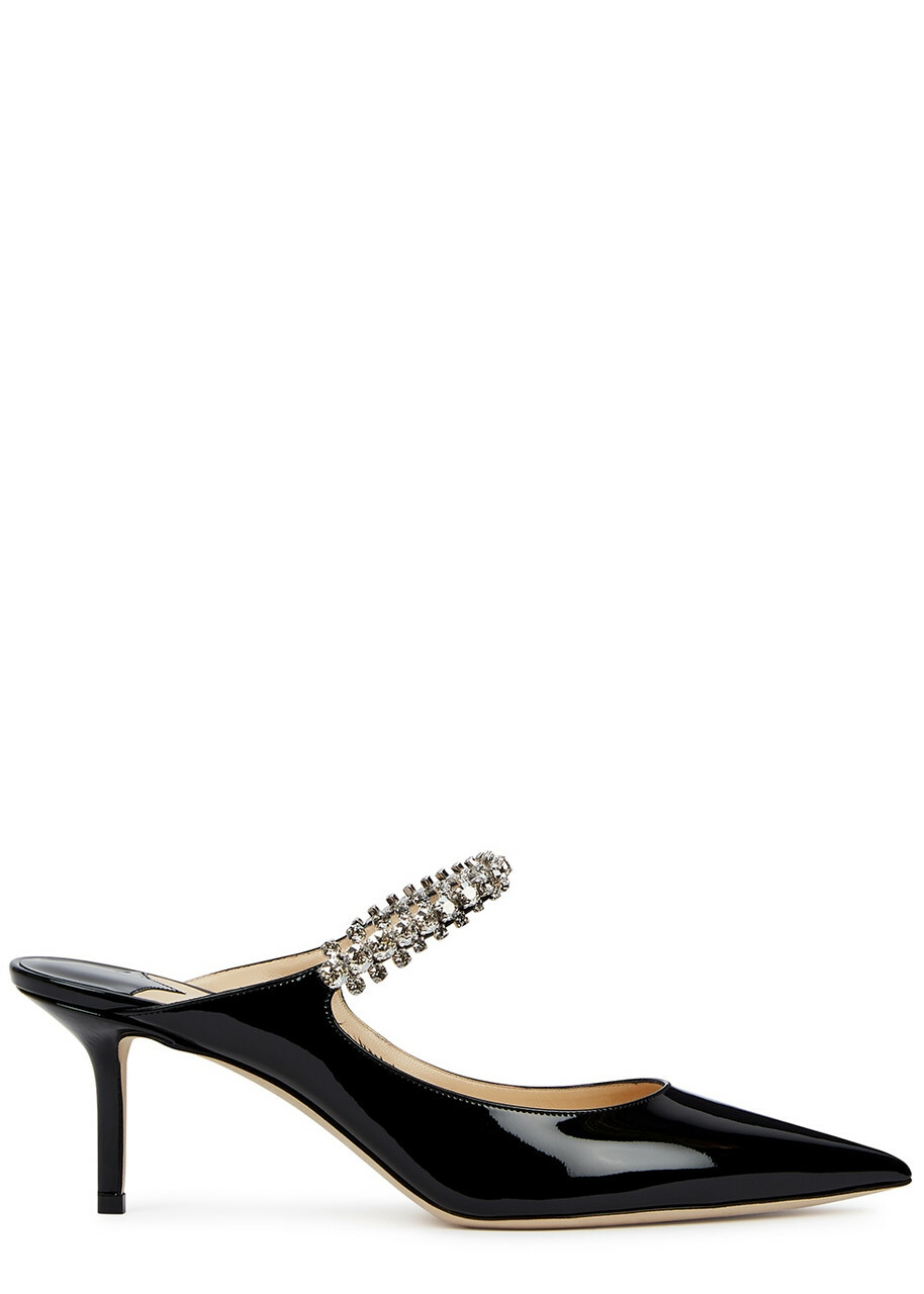 Jimmy Choo Bing 65 Embellished Leather Mules Black