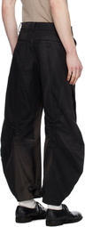 JiyongKim Black Sun-Bleached Curved Drawcord Trousers