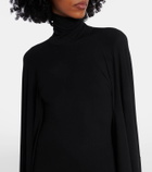 Balenciaga Caped turtleneck jersey gown