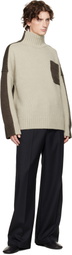 JW Anderson Khaki Two Tone Patch Pocket Turtleneck