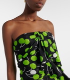 Saint Laurent Ruched printed silk gown