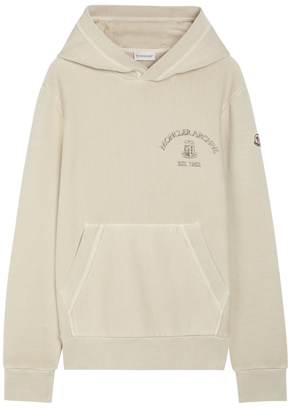 Photo: Moncler Logo Hooded Cotton Sweatshirt Beige